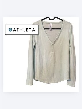 Athleta Light Sage Long Sleeve Henley Top